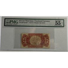 UNITED STATES OF AMERICA . UNDATED . TWENTY-FIVE 25 CENTS BANKNOTE . SPECIMEN